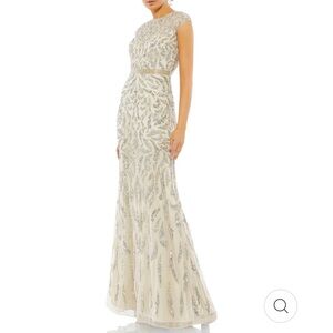 Mac Duggal 5532 Embellished Illusion Cap Sleeve Column Gown Sz 12